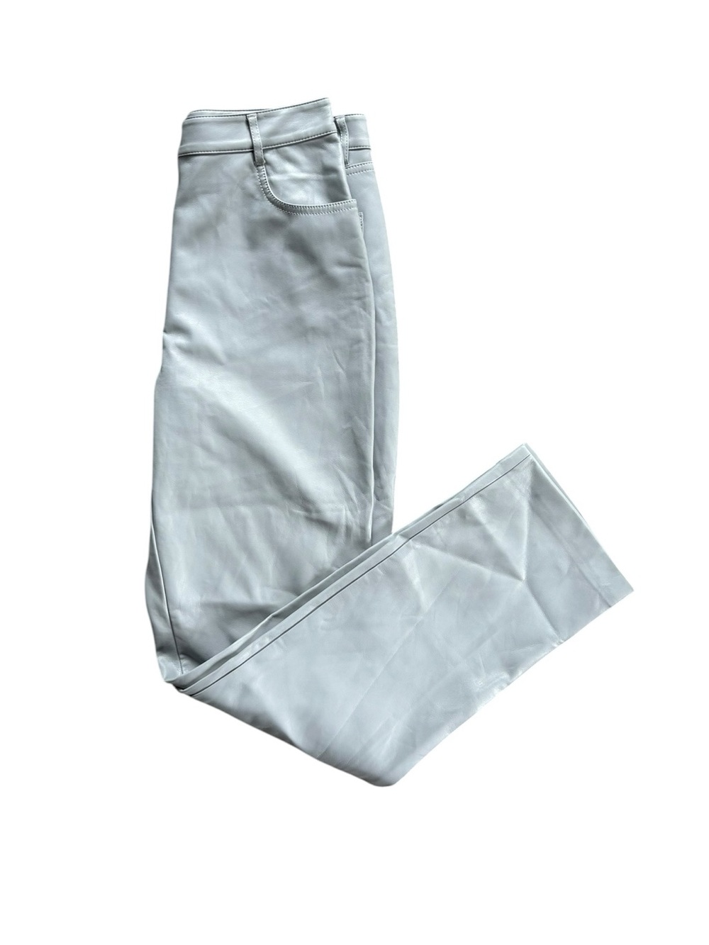 OAK + FORT Vegan Leather Straight Leg Pants Size 8 Grey